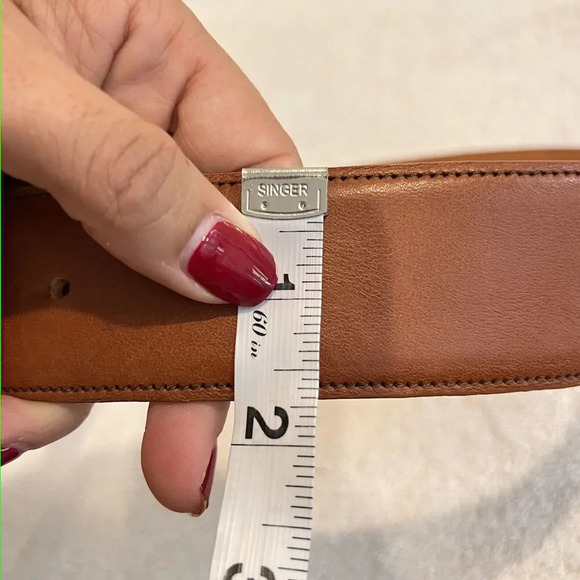 Zele' Brown Leather Belt 30 Med Cowhide Brass Circle Buckle 2" Wide Boho Classic - Picture 2 of 11